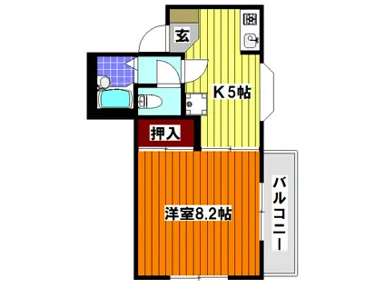 スイーダ毛呂山(1K/2階)の間取り写真