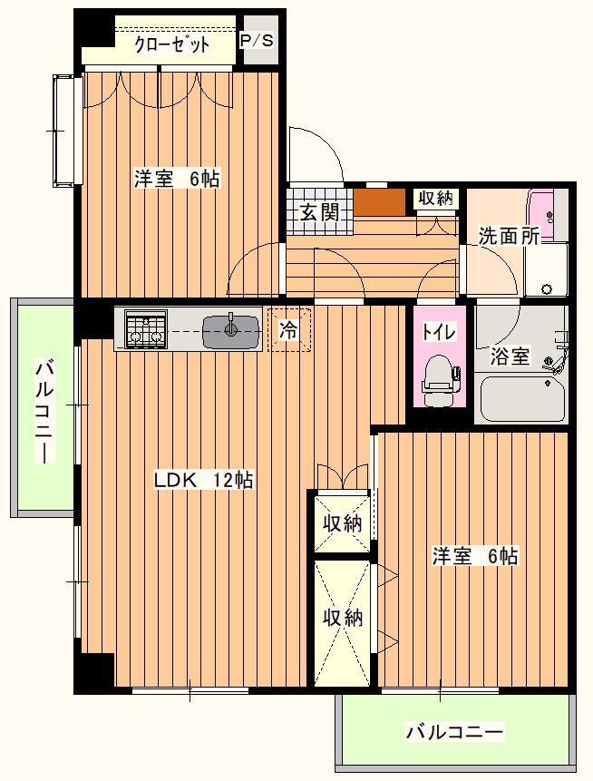 リバティー93(2LDK/2階)の間取り写真