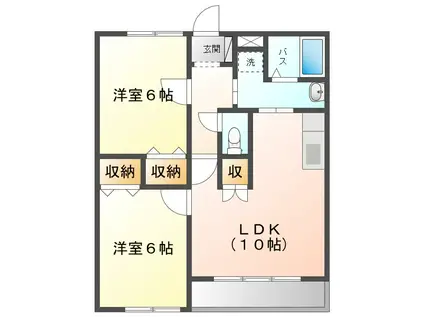 ベッラヴィスタ(2LDK/2階)の間取り写真