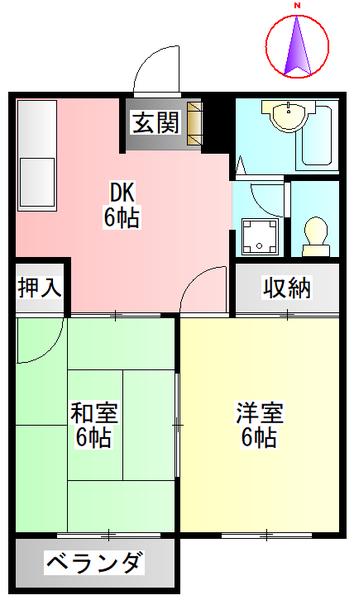 ハイツ169(2DK/2階)の間取り写真