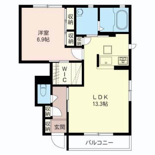 リヴィエールコートA棟(1LDK/1階)の間取り写真