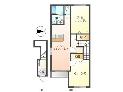 FOREST(2LDK/2階)の間取り写真