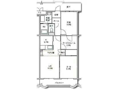 クリスタルパレスIII(2SLDK/3階)の間取り写真