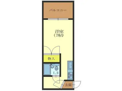 ハイツワン(ワンルーム/2階)の間取り写真