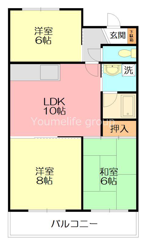 ドリームハイム奥津(3LDK/3階)の間取り写真