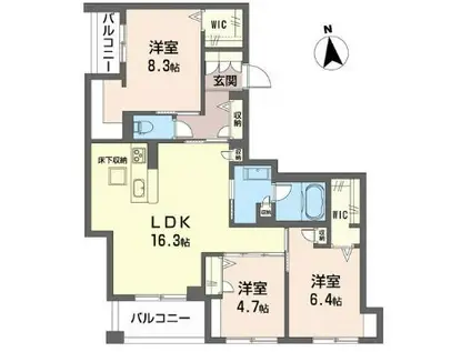 中央区今井町シャーメゾン(3LDK/3階)の間取り写真