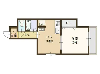 マンションむさし(1DK/2階)の間取り写真