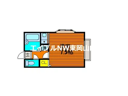 奥山コーポ(1K/2階)の間取り写真