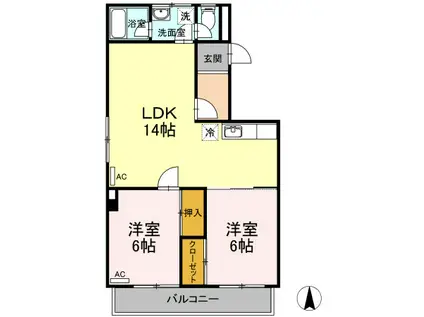 その木ハイツ(2LDK/2階)の間取り写真
