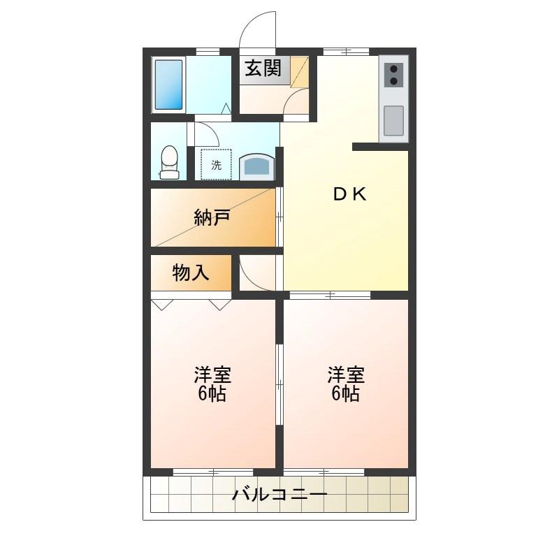 ハイツベルエア(2SDK/1階)の間取り写真