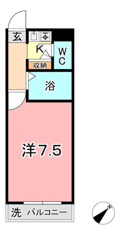 シティ倉敷 II(1K/1階)の間取り写真