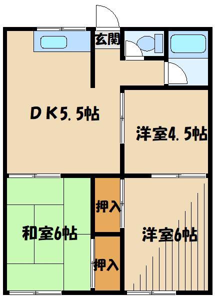 志田ハイツ(3DK/1階)の間取り写真