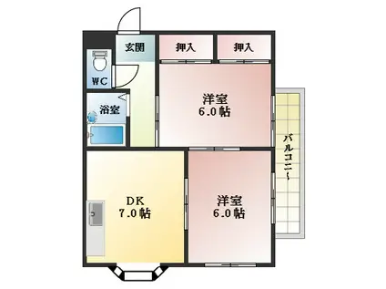 藤原マンション(2DK/4階)の間取り写真