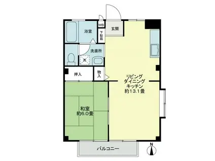 フォブール円座II(1LDK/2階)の間取り写真