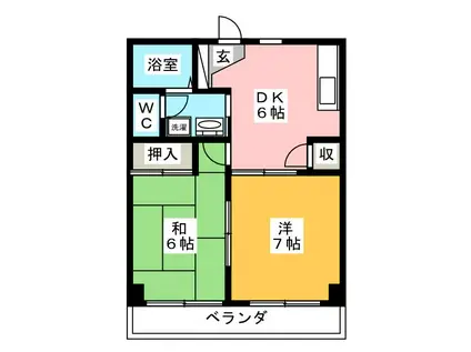 イースト ASANO(2DK/3階)の間取り写真