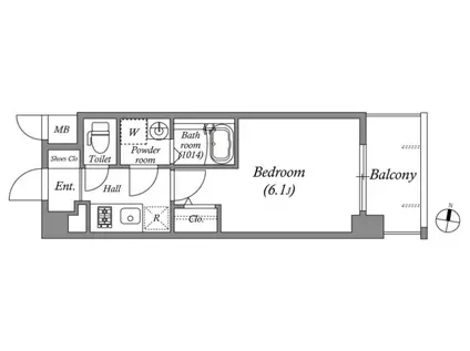 CION KOBE BAYSIDE(1K/8階)の間取り写真