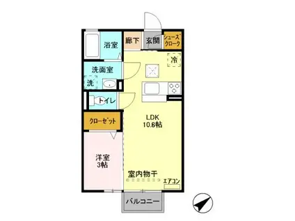 ミルメゾン B(1LDK/1階)の間取り写真