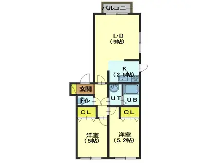 メゾン・ド・KII(2LDK/4階)の間取り写真