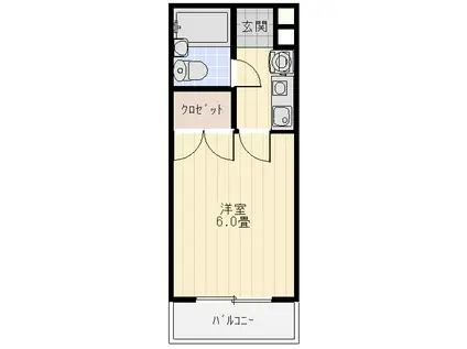 カワラマチハイツ熊谷II(1K/3階)の間取り写真