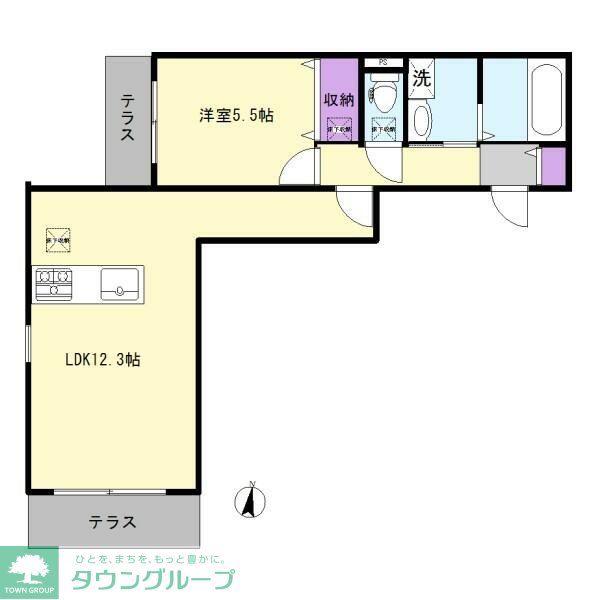 カントリーマム邦菊(1LDK/1階)の間取り写真