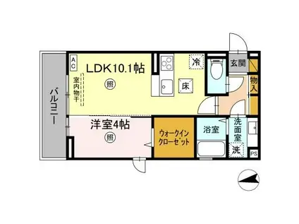 プア メリア(1LDK/1階)の間取り写真