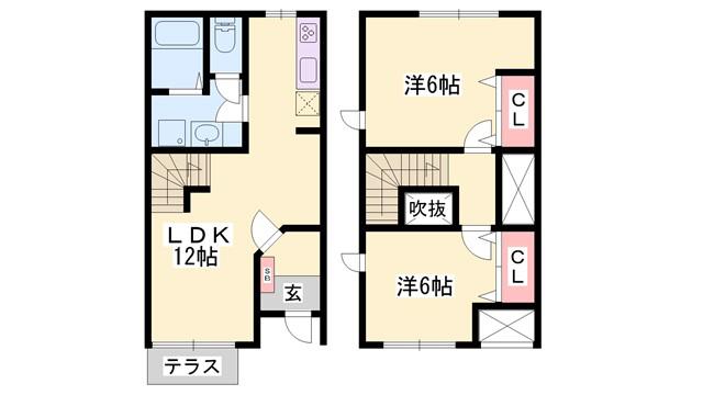 ノーブル東山(2LDK/1階)の間取り写真