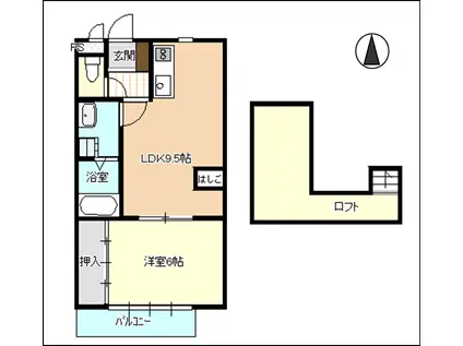 メゾンシンデレラ(1LDK/2階)の間取り写真
