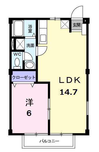 まほろば(1LDK/1階)の間取り写真