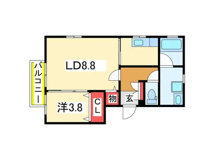 ハピネスIII(2K/2階)の間取り写真