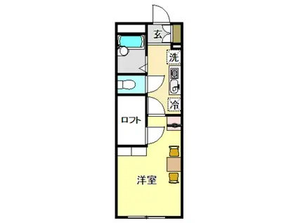 レオパレスマルベリー(1K/1階)の間取り写真