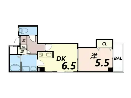 スタシオン(1DK/6階)の間取り写真