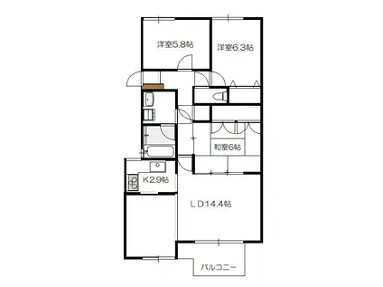 ステイツ吉見園(3LDK/4階)の間取り写真