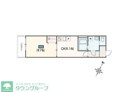 MELDIA福生III(1DK/3階)の間取り写真