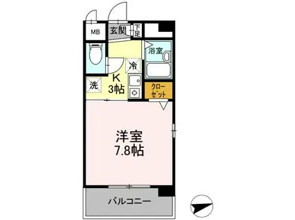 キャッスルIII(1K/3階)の間取り写真