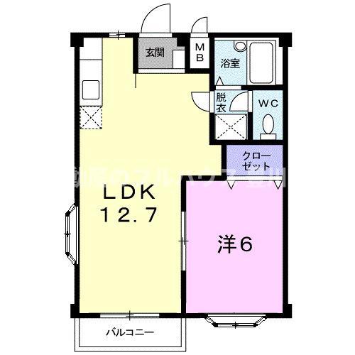 エルディムティンクル(1LDK/2階)の間取り写真