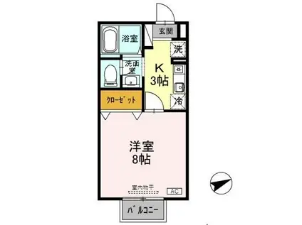 セントラル親和 壱番館(1K/2階)の間取り写真