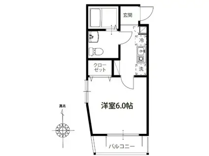 メルディア梅島III(1K/1階)の間取り写真