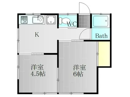 リーラー(2K/2階)の間取り写真