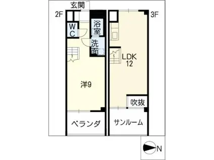 パークアベニュー(1LDK/2階)の間取り写真