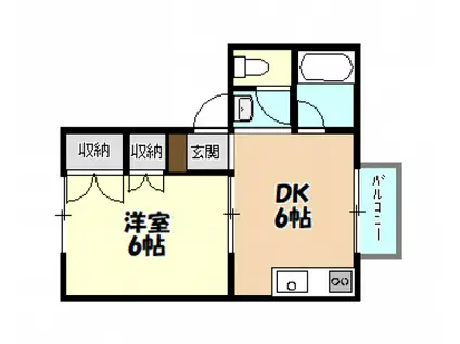クリエール3(1DK/2階)の間取り写真