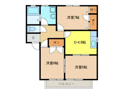 ピューラII(3DK/2階)の間取り写真