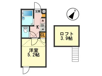 リブ東小岩(1K/2階)の間取り写真