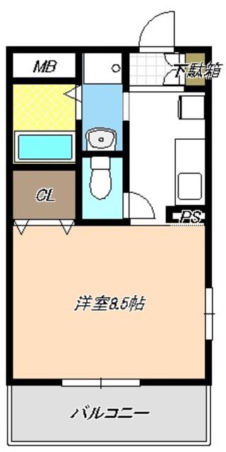 ベイコート(1K/1階)の間取り写真