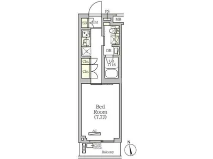 アークマーク南品川(1K/2階)の間取り写真