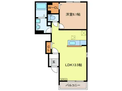 グレイスフル(1LDK/1階)の間取り写真