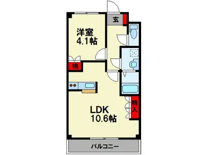 ウルノAP796(1LDK/1階)の間取り写真