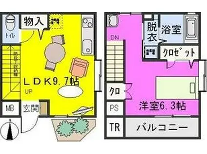 ラ・ネージュ(1LDK/1階)の間取り写真
