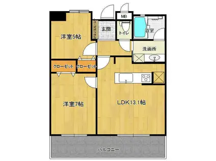 エイルマンション諏訪野エクシア(2LDK/5階)の間取り写真