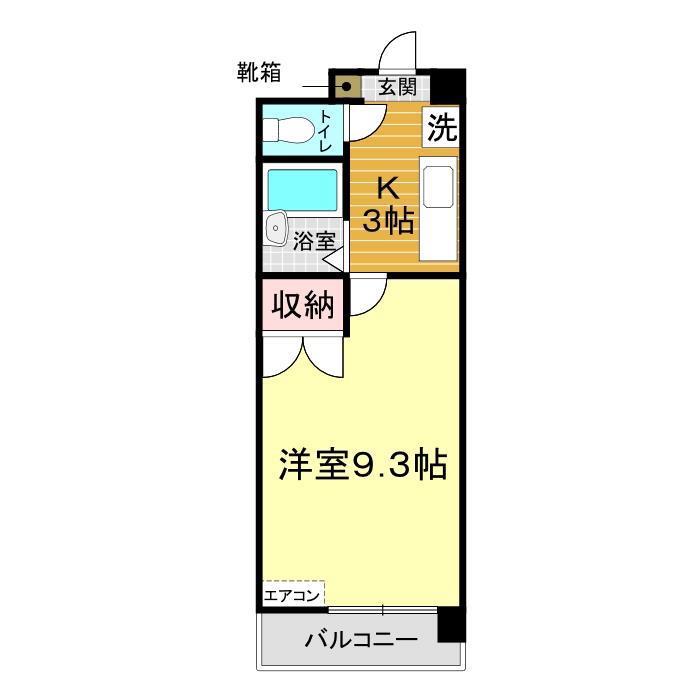 ハイアートビル新下関(1K/8階)の間取り写真