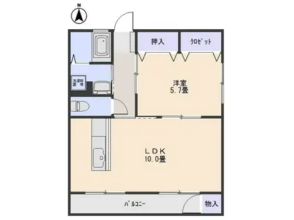 中沢マンション(1LDK/3階)の間取り写真